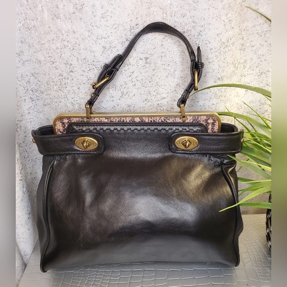 Talbots  100% Genuine Leather Double Turnlock Snakeskin Detail Satchel bag - Picture 2 of 13